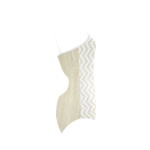 HIPSTER zigzag chevron pattern white Strap Swimsuit ( Model S05)