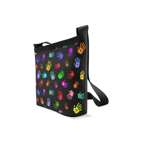 Multicolored HANDS with HEARTS love pattern Crossbody Bags (Model 1613)