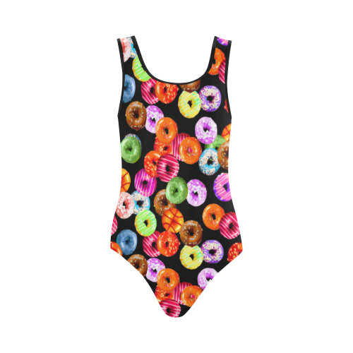 Colorful Yummy DONUTS pattern Vest One Piece Swimsuit (Model S04)