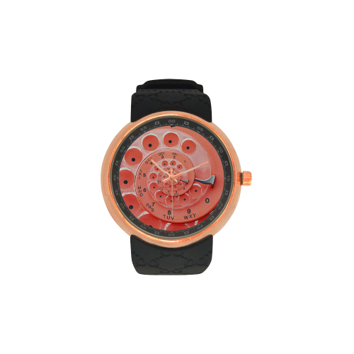 Retro Vintage Apricot Rotary Dial Spiral Droste Men's Rose Gold Resin Strap Watch(Model 308)