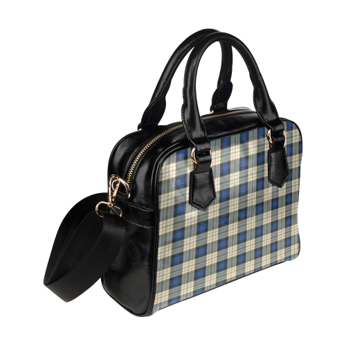 Classic Tartan Squares Fabric - blue beige Shoulder Handbag (Model 1634)