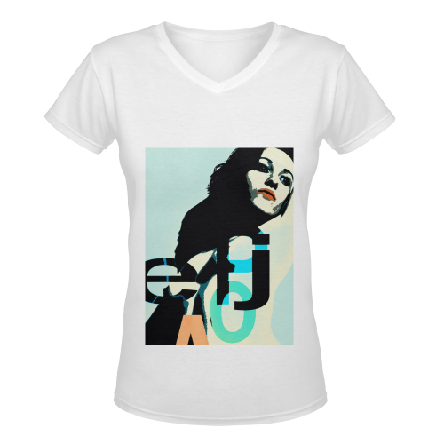 Pop Art Akt Women's Deep V-neck T-shirt (Model T19)