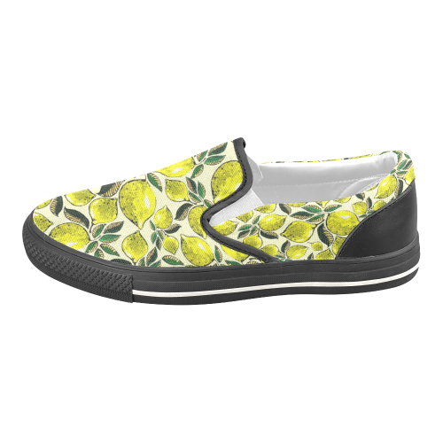 Lemon Juicy Vintage Pattern Men's Unusual Slip-on Canvas Shoes (Model 019)