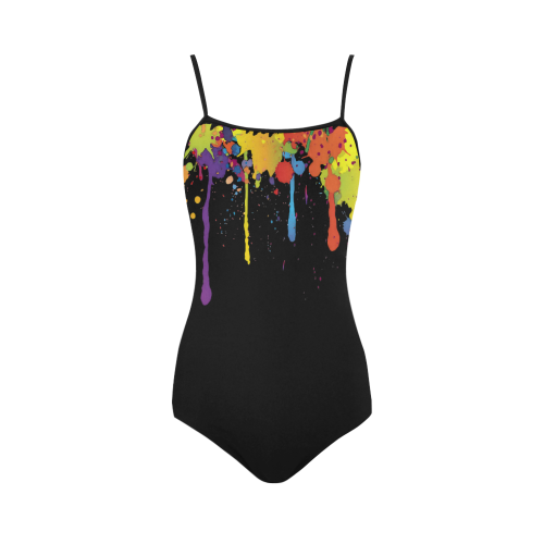 Crazy multicolored running SPLASHES Strap Swimsuit ( Model S05)