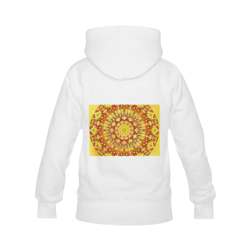 Orange Yellow Sunflower Mandala Red Zendoodle Women's Classic Hoodies (Model H07)