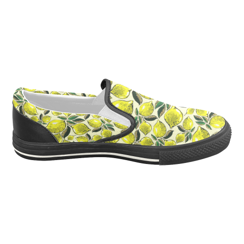 Lemon Juicy Vintage Pattern Men's Unusual Slip-on Canvas Shoes (Model 019)