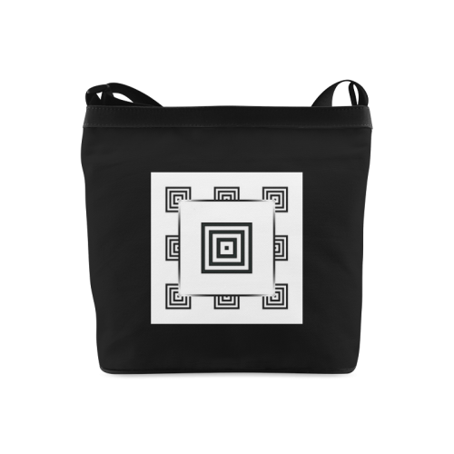 Solid Squares Frame Mosaic Black & White Crossbody Bags (Model 1613)