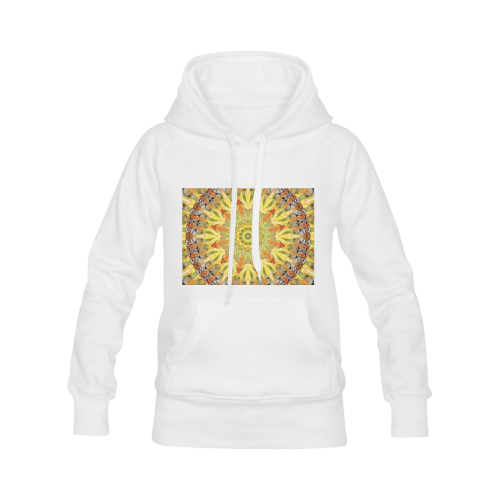 Golden Feathers Orange Flames Abstract Lattice Women's Classic Hoodies (Model H07)