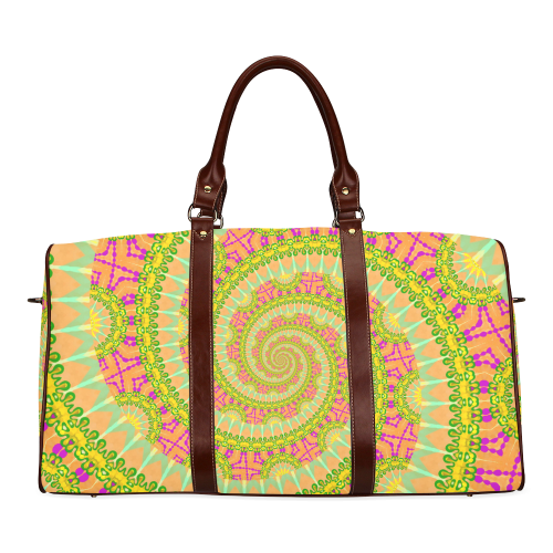 FLOWER POWER SPIRAL SUNNY orange green yellow Waterproof Travel Bag/Large (Model 1639)