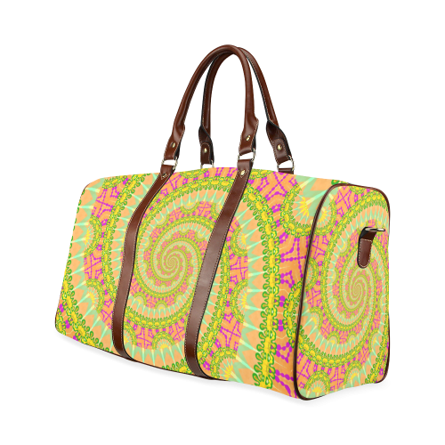 FLOWER POWER SPIRAL SUNNY orange green yellow Waterproof Travel Bag/Large (Model 1639)