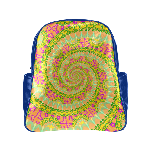 FLOWER POWER SPIRAL SUNNY orange green yellow Multi-Pockets Backpack (Model 1636)