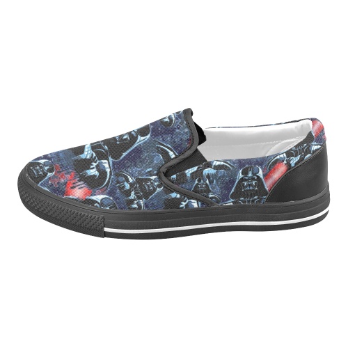 Darth Vader Mask on Dark Paint Stains Women's Unusual Slip-on Canvas Shoes (Model 019)