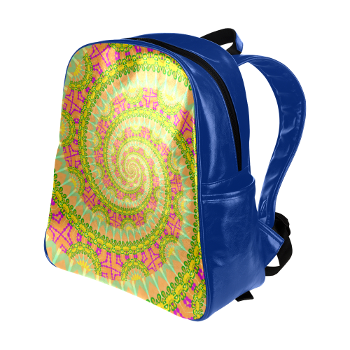 FLOWER POWER SPIRAL SUNNY orange green yellow Multi-Pockets Backpack (Model 1636)