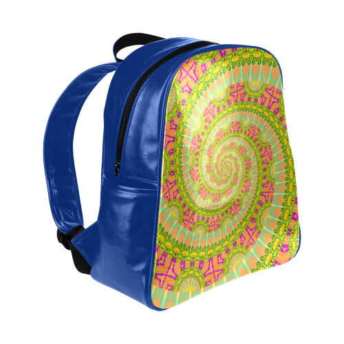 FLOWER POWER SPIRAL SUNNY orange green yellow Multi-Pockets Backpack (Model 1636)