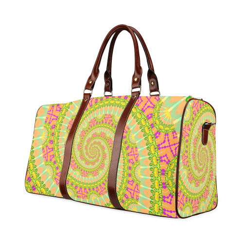 FLOWER POWER SPIRAL SUNNY orange green yellow Waterproof Travel Bag/Large (Model 1639)