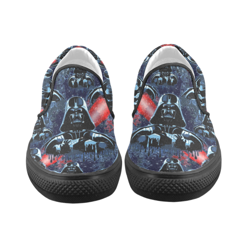 Darth Vader Mask on Dark Paint Stains Women's Unusual Slip-on Canvas Shoes (Model 019)