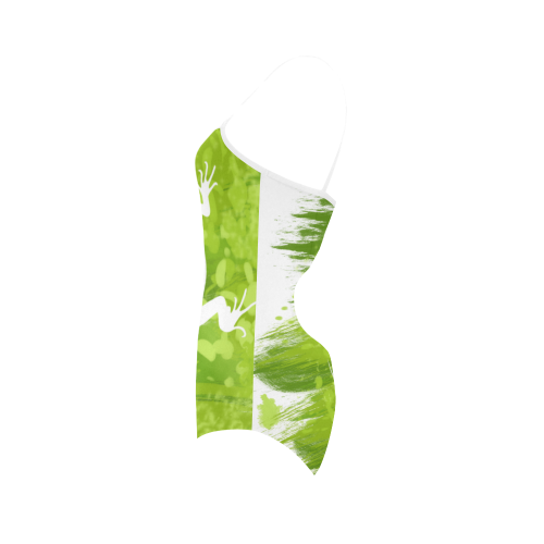Green Lizard Painting Shape Strap Swimsuit ( Model S05)