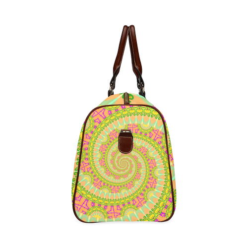 FLOWER POWER SPIRAL SUNNY orange green yellow Waterproof Travel Bag/Large (Model 1639)