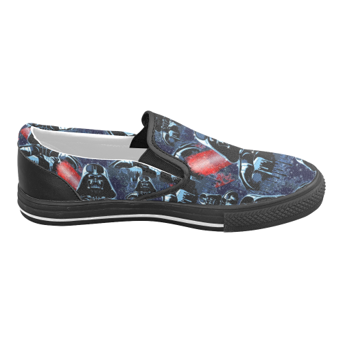 Darth Vader Mask on Dark Paint Stains Women's Unusual Slip-on Canvas Shoes (Model 019)
