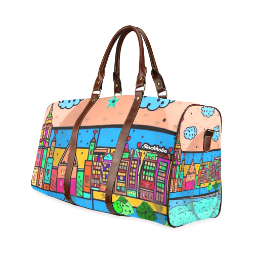 Stockholm Popart by Nico Bielow Waterproof Travel Bag/Small (Model 1639)