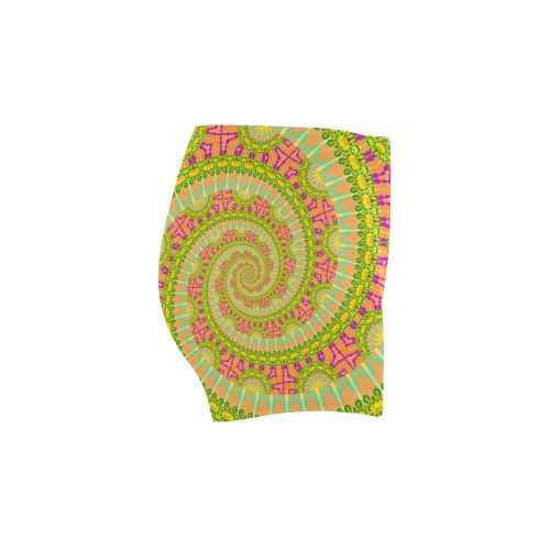 FLOWER POWER SPIRAL SUNNY orange green yellow Briseis Skinny Shorts (Model L04)