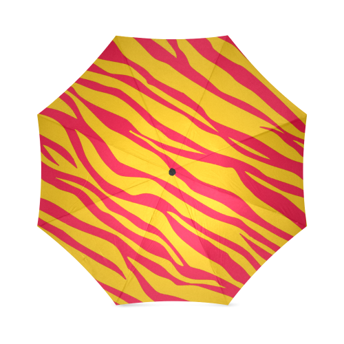 Red On Orange Zebra Stripes Foldable Umbrella (Model U01)