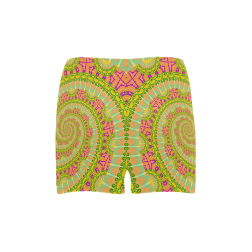 FLOWER POWER SPIRAL SUNNY orange green yellow Briseis Skinny Shorts (Model L04)