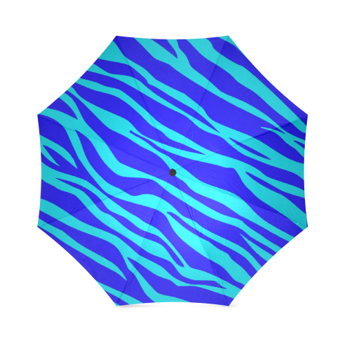 Blue On Blue Zebra Stripes Foldable Umbrella (Model U01)