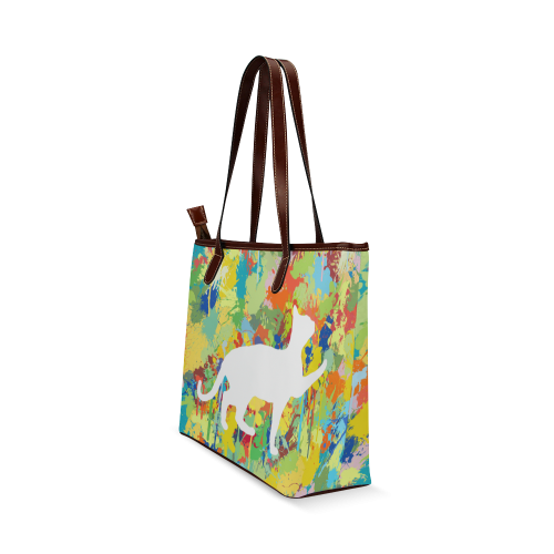 Lovely Cat Colorful Splash Complet Shoulder Tote Bag (Model 1646)