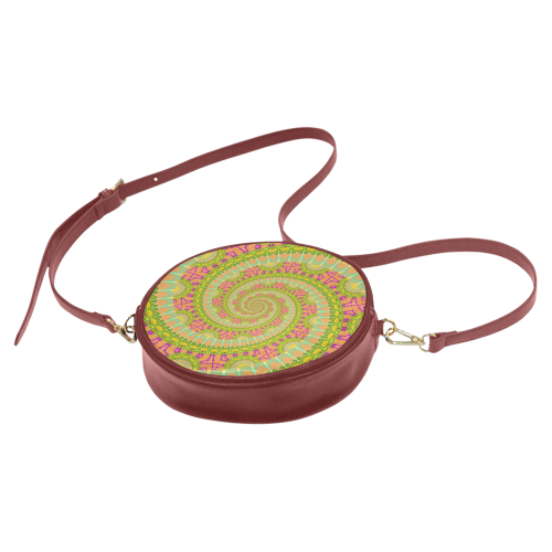 FLOWER POWER SPIRAL SUNNY orange green yellow Round Sling Bag (Model 1647)