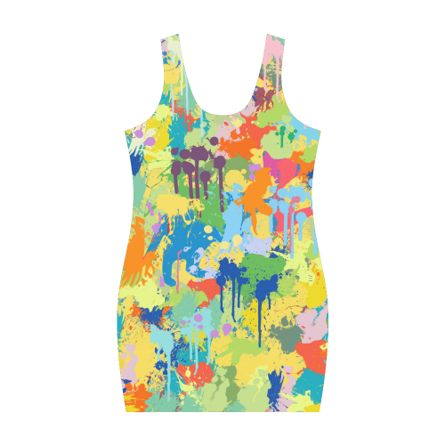 Horse Shape Template Colorful Splash Medea Vest Dress (Model D06)