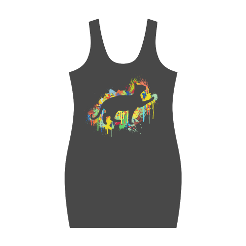 Lovely Cat Colorful Painting Splash Medea Vest Dress (Model D06)