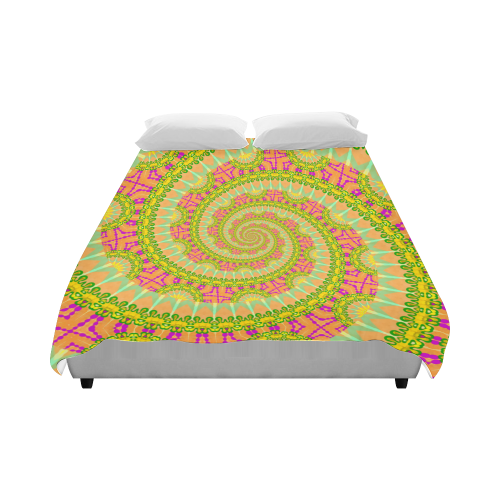 FLOWER POWER SPIRAL SUNNY orange green yellow Duvet Cover 86"x70" ( All-over-print)