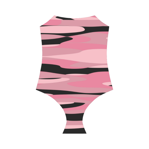 Pink and Black tiger Stripe Camo Strap Swimsuit ( Model S05)