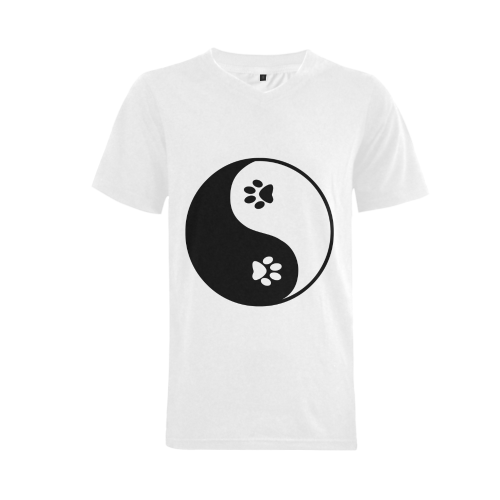 Cute Paws Yin Yang Men's V-Neck T-shirt  Big Size(USA Size) (Model T10)