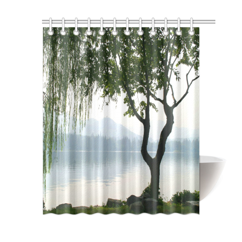 Weeping Willow Mountian View Shower Curtain 60"x72"