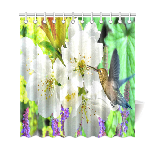 Peach Blossom Hummingbird Shower Curtain 69"x72"