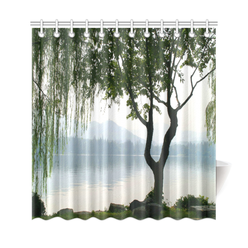 Weeping Willow Mountian View Shower Curtain 69"x72"