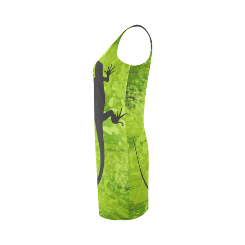 Green Lizard Shape Painting Medea Vest Dress (Model D06)