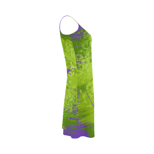 Green Lilac Lizard Shape Painting Alcestis Slip Dress (Model D05)