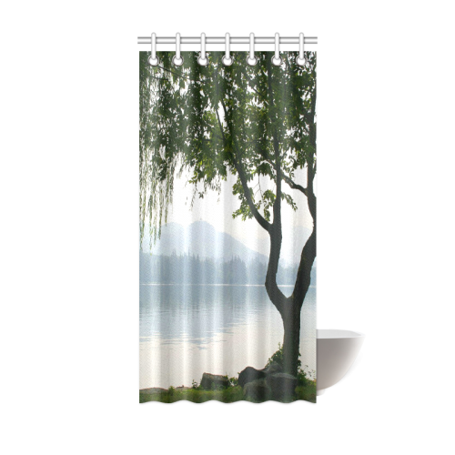 Weeping Willow Mountian View Shower Curtain 36"x72"