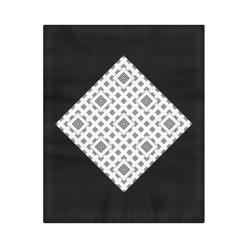 Solid Squares Frame Mosaic Black & White Duvet Cover 86"x70" ( All-over-print)