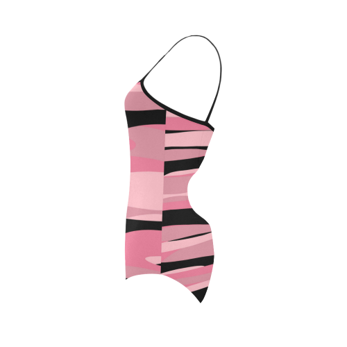 Pink and Black tiger Stripe Camo Strap Swimsuit ( Model S05)