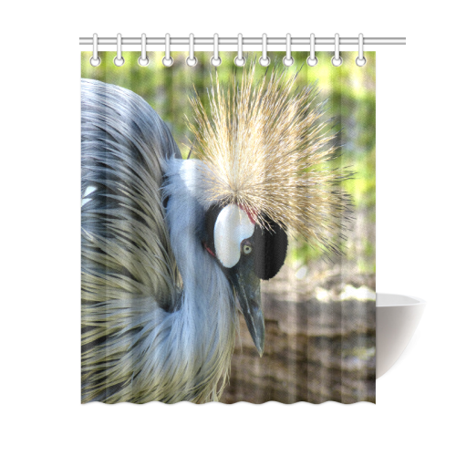 Grey Crowned Crane Shower Curtain 60"x72"
