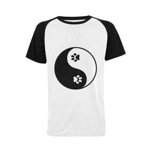 Cute Paws Yin Yang Men's Raglan T-shirt Big Size (USA Size) (Model T11)