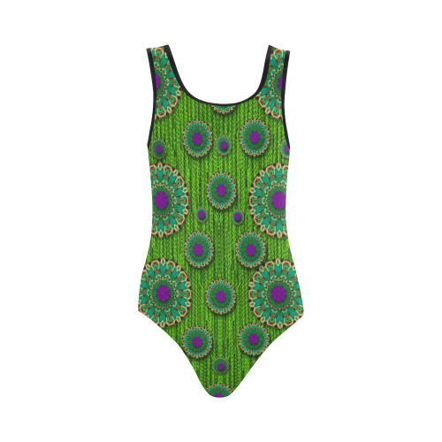 landscape and scenery in the peacock forest Vest One Piece Swimsuit (Model S04)