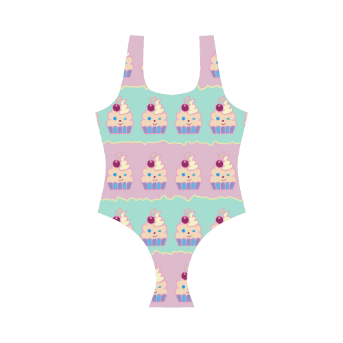 Cupcakes Vest One Piece Swimsuit (Model S04)