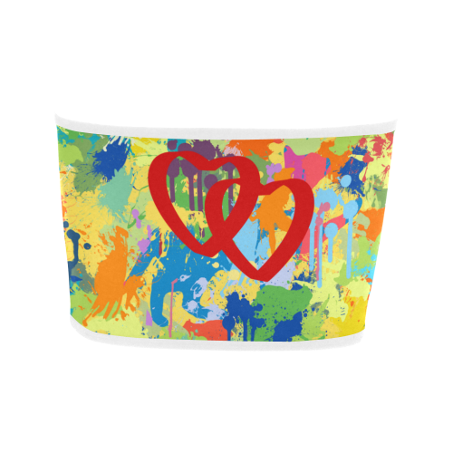 Love Hearts Colorful Splash Design Bandeau Top