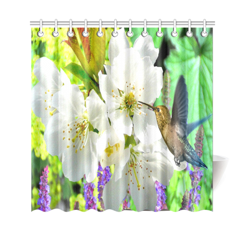 Peach Blossom Hummingbird Shower Curtain 69"x70"