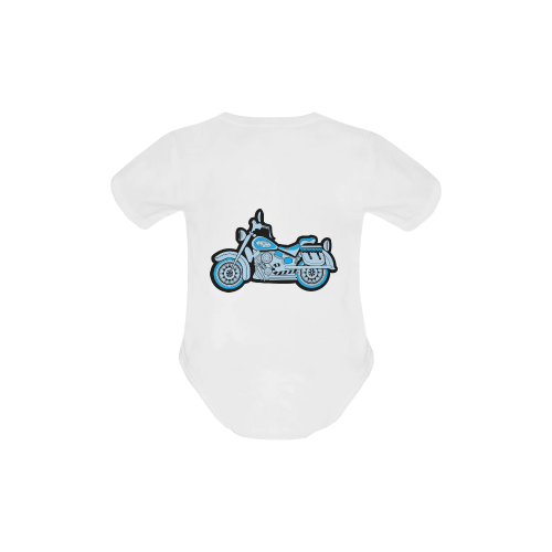 My First Blue Motorcycle Baby Powder Organic Short Sleeve One Piece (Model T28)